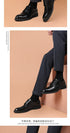 Elegant Pointed Toe Leather Shoes for Business and Casual Wear with Height Increasing Insole and Low Heel Design